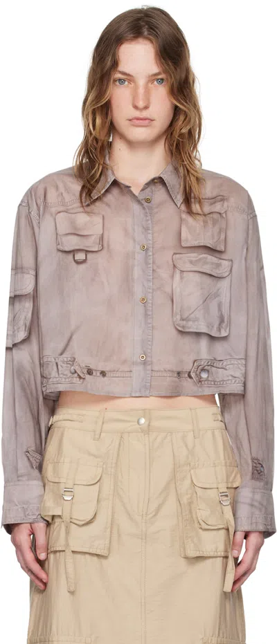 Acne Studios Trompe L'oeil-print Cotton Shirt In Adv Light Brown