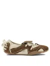 Acne Studios Bilaria Lace-up Suede And Leather Ballet Flats In Brown
