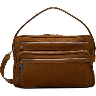 Acne Studios Brown Camero Camera Suede Shoulder Bag In 295 Cognac Brown