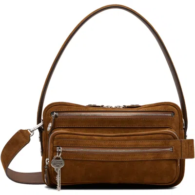 Acne Studios Brown Camero Party Suede Bag In 295 Cognac Brown