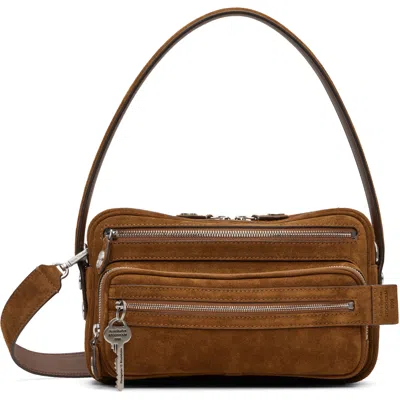 Acne Studios Brown Camero Party Suede Bag In 295 Cognac Brown