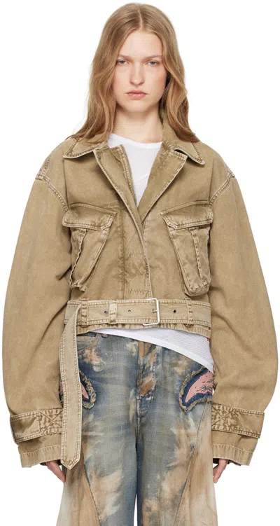 Acne Studios Brown Canvas Jacket In Adv Light Brown