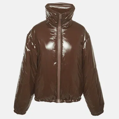 Pre-owned Acne Studios Brown Coated Nylon Puffer Jacket M