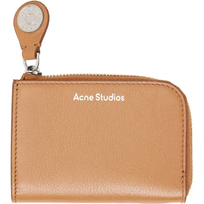 Acne Studios Brown Compact Zip Wallet In 59c Caramel Brown