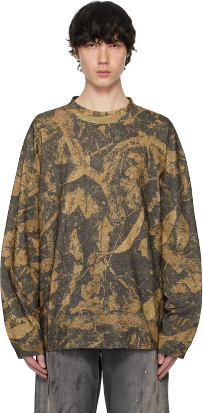 Acne Studios Brown Crew Neck Sweater In Dry Mud Brown Camo