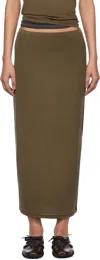 Acne Studios Brown Cupro Midi Skirt In Dld Mud Brown