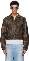 Acne Studios Mens Spread-collar Distressed Regular-fit Denim Jacket Brown In 700 Brown