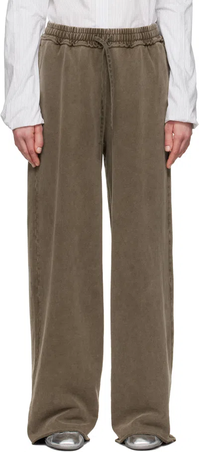 Acne Studios Brown Embroidered Logo Lounge Pants In Dia Taupe Brown