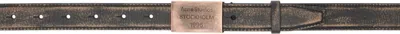 Acne Studios Brown Engraved Logo Leather Belt In Aip Dark Brown/beige