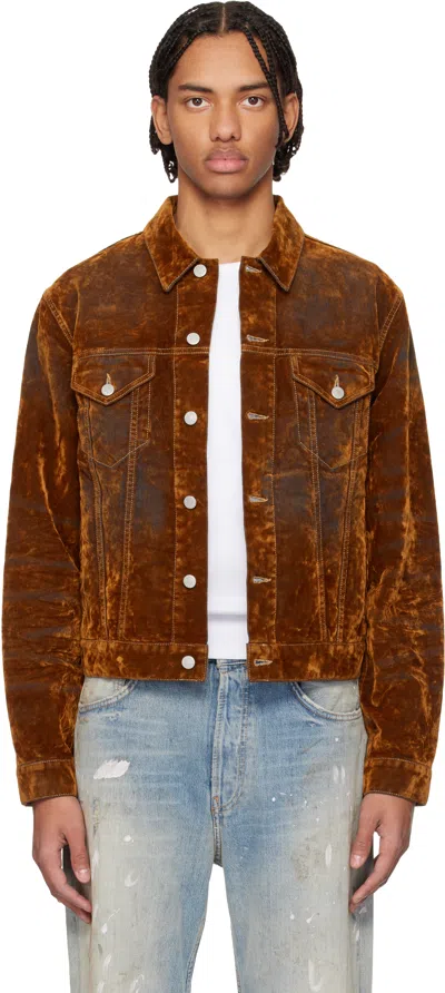 Acne Studios Brown Flocked Denim Jacket