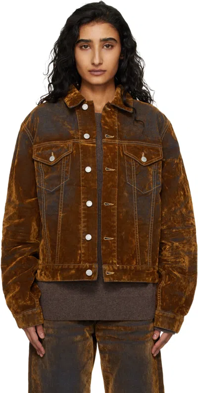 Acne Studios Flocked Denim Jacket In Animal Print