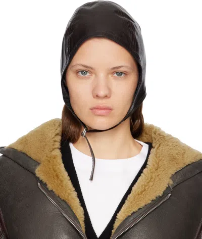 Acne Studios Brown Lambskin Hat