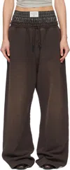 Acne Studios Brown Layered Logo Sweatpants In Brown