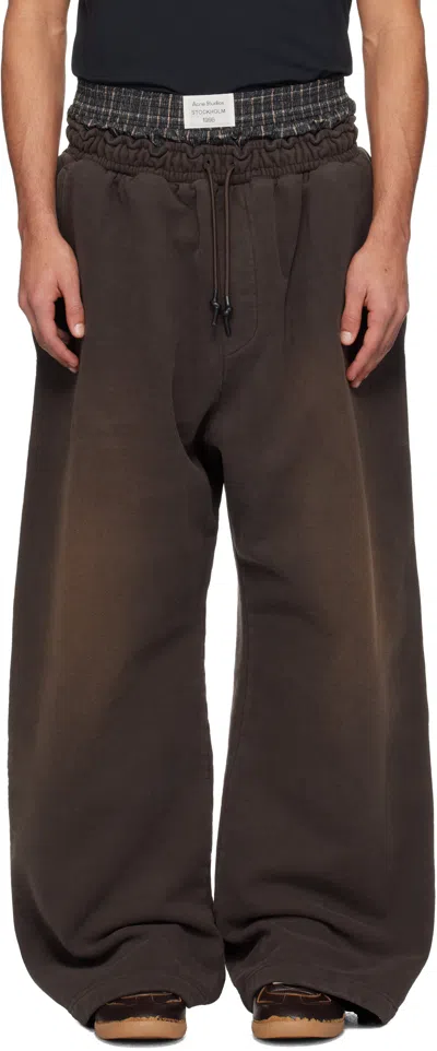 Acne Studios Brown Layered Logo Sweatpants