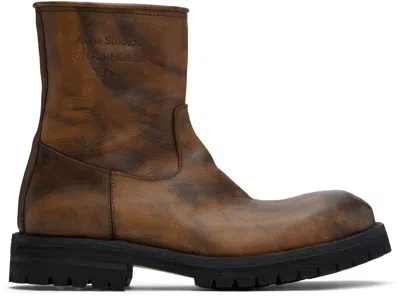 Acne Studios Brown Leather Boots In 700 Brown