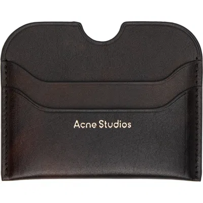 Acne Studios Brown Leather Card Holder In Adm Dark Brown