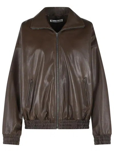 ACNE STUDIOS ACNE STUDIOS BROWN LEATHER JACKET WOMEN