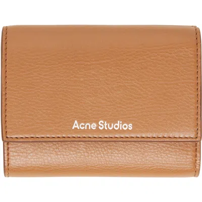 Acne Studios Brown Leather Trifold Wallet In 59c Caramel Brown