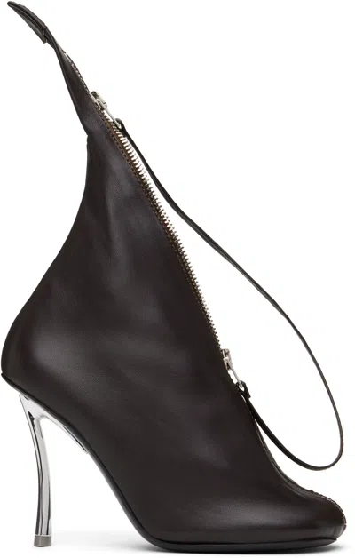 ACNE STUDIOS BROWN LEATHER ZIP HEELS