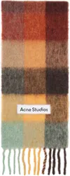 Acne Studios Brown Mohair Checked Scarf In Multi