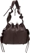 Acne Studios Ruffled Drawstring Shoulder Bag In Brown