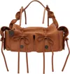 Acne Studios Tan Multipocket Grained Leather Bag In Brown