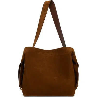 Acne Studios Brown Musubi Suede Midi Bag In 295 Cognac Brown