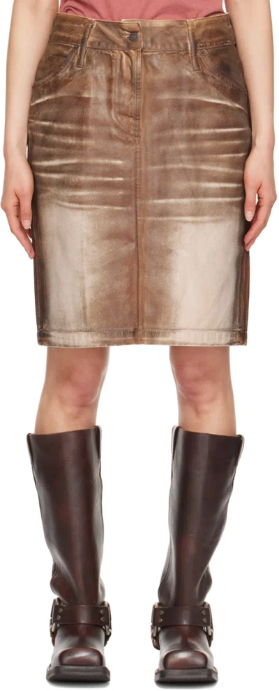 Acne Studios Brown Printed Miniskirt