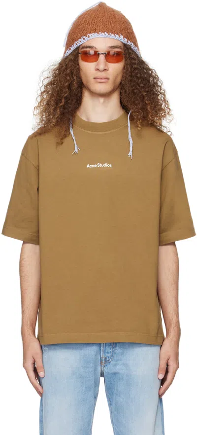 Acne Studios Brown Printed T-shirt In Dgy Mud Beige