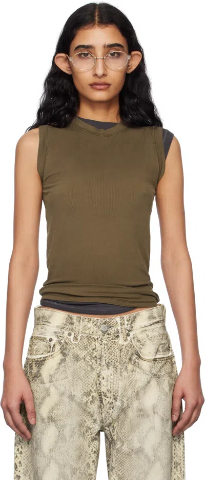ACNE STUDIOS BROWN RIBBED TANK TOP