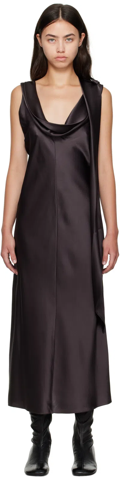 Acne Studios Brown Satin Midi Dress