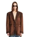 Acne Studios Distressed Suede Blazer In Brown