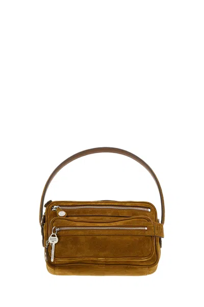 Acne Studios Brown Suede Dual Zipper Handbag