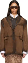Acne Studios Distressed Suede Blazer In Brown