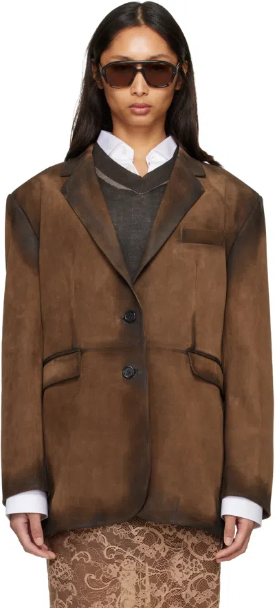 ACNE STUDIOS BROWN SUEDE SUIT JACKET