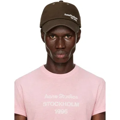Acne Studios Brown Waxed Logo Cap In 700 Brown