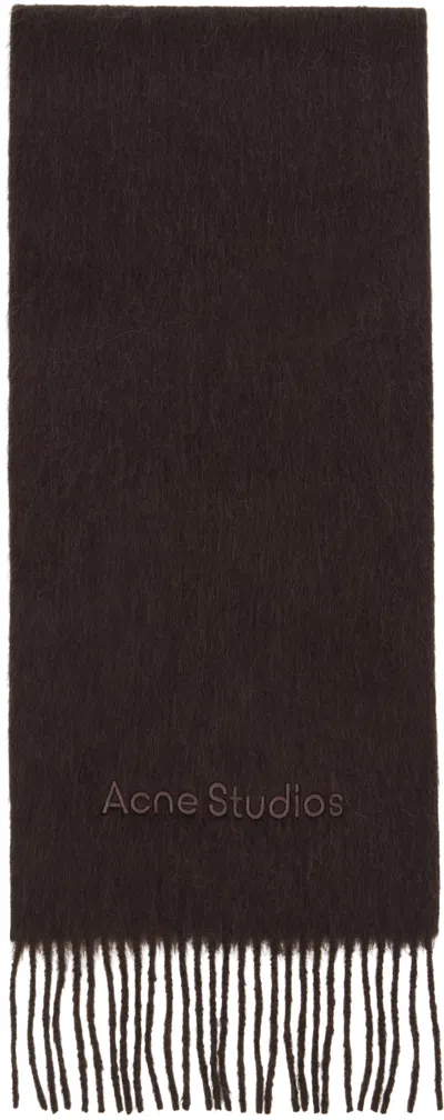 Acne Studios Brown Wool Logo Scarf
