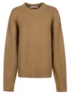 Acne Studios Crew-neck Sweater In Wool And Cotton In Brown