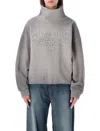 Acne Studios Brushed Cotton Fleece Funnel Neck Logo Sweatshirt With Balloon Hem In Transparent