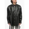 Acne Studios Brushed Leather Overshirt With Flush Pockets In Black