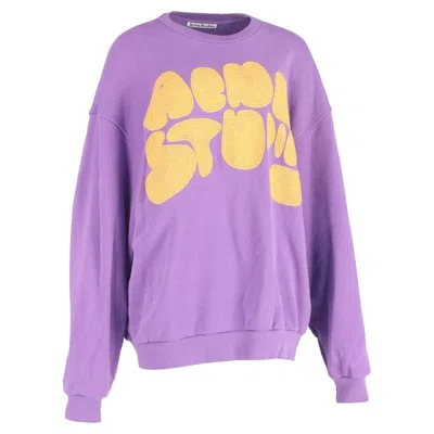 Acne Studios Bubble Logo Crewneck Sweater In Purple Cotton In Black