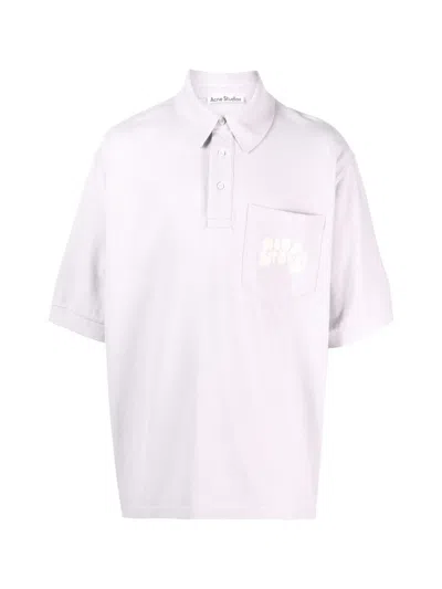 Acne Studios Bubble Logo Polo Shirt In Purple