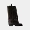 Acne Studios Leather Buckle Boots In Brown