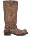 Acne Studios Buckle-detail Leather Boots In Brown