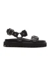 Acne Studios Debossed Leather Platform Sandals In Black