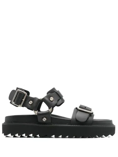 Acne Studios 30mm Leather Buckle Strap Sandals In Black