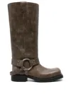 Acne Studios Square Toe Knee-high Leather Boots In Brown