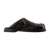 Acne Studios Women Leather Buckle Mules In Brown