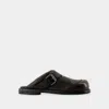 Acne Studios Women Leather Buckle Mules In Brown
