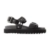 Acne Studios Debossed Leather Platform Sandals In Black